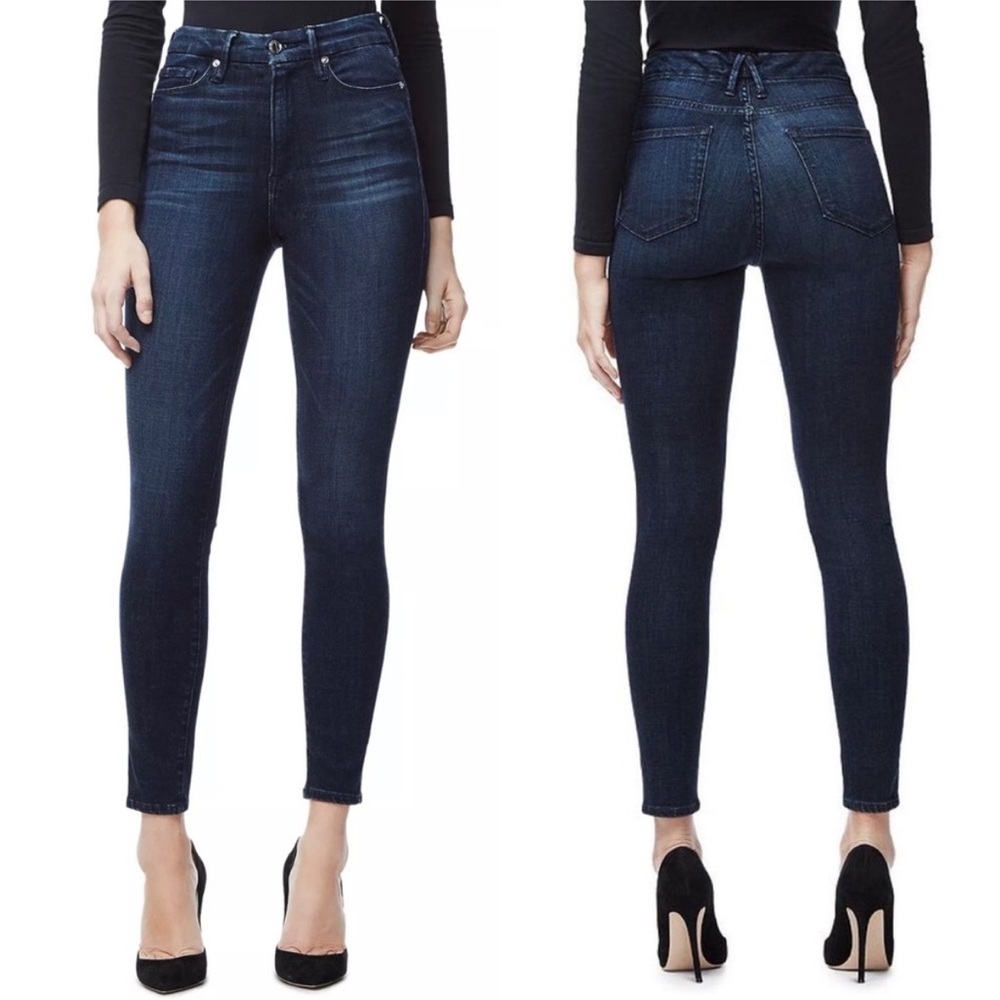 Good American Good Legs High-Waisted Blue Cropped Skinny Jeans
